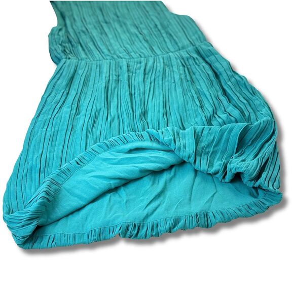 Theory Silk Pleated Green Dress Women’s Size 0 Balloon Hem - Picture 5 of 9